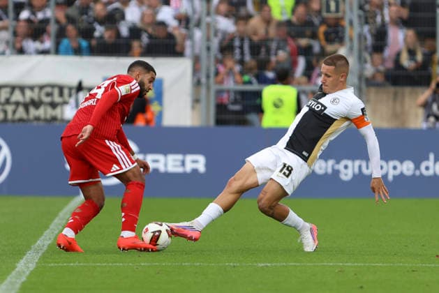 Ismael Saibari of FC Bayern Munich and Lukas Pinckert of SV 07 Elversberg battle for the ball during the Bundesliga 1 match between SV Elversberg and FC Bayern Munich at the Ursapharm Arena on September 13, 2026, in Spiesen-Elversberg, Germany. Photo by Oliver Kaelke, DeFodi Images. Ismael Saibari of FC Bayern Munich and Lukas Pinckert of SV 07 Elversberg battle for the ball during the Bundesliga match between SV Elversberg and FC Bayern Munich at Ursapharm Arena on September 13, 2026 in Spiesen-Elversberg, Germany Photo by Oliver Kaelke, DeFodi Images DFB and DFL regulations prohibit any use of photographs as image sequences and or quasi-video Photo by Oliver Kaelke, DeFodi Images