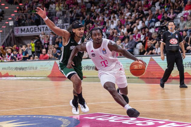 Exhibition Game: Telekom Baskets Bonn vs. JSF Nanterre 92, September 13, 2026; John Michael Wright (Telekom Baskets Bonn 1) vs. Xavier Misael Castaneda (JSF Nanterre 92); 13; Exhibition Game: Telekom Baskets Bonn vs. JSF Nanterre 92, September 13, 2026, Telekom Dome Bonn Copyright: xBEAUTIFULxSPORTS Derixx
