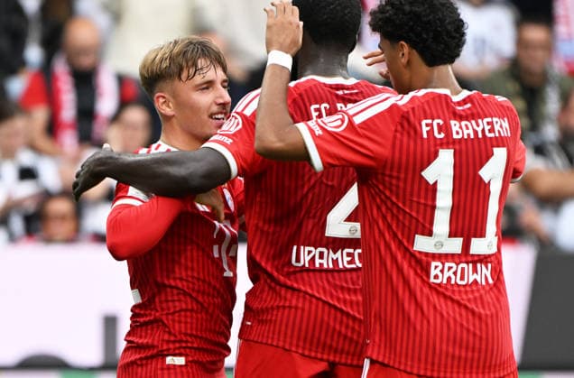 German Bundesliga Season 2026-27, September 13, 2025, Ursapharm Arena, SV Elversberg (ELV), FC Bayern Munich (FCB), Lennart KARL, FC Bayern Munich after the 1-0 German Bundesliga match against SV Elversberg