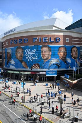Sep 13, 2026; Detroit, MI, USA; Venue view of outside of stadium at Ford Field. Mandatory Credit: -Cal Media NFL, American Football Herren, USA 2026: Saints Vs Lions SEP 13  - ZUMAc04_ 20260913_zma_c04_011 Copyright: xAllanxDranbergx