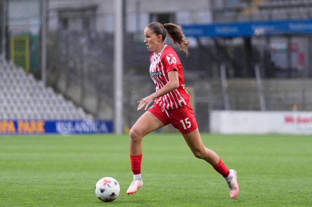 Maj Schneider SC Freiburg, 15 on the ball, Germany, soccer, Google Pixel Women s Bundesliga, Matchday 4, 2026–2027, SC Freiburg vs. 1. FSV Mainz 05, September 13, 2026, Dreisamstadion, Freiburg, Dreisamstadion, Baden-Württemberg, Germany Copyright: xArnexAmbergx