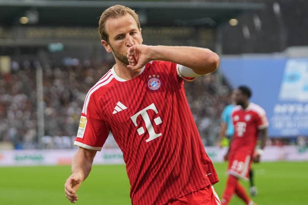 Germany Soccer, Bundesliga 1, 2026–2027, Matchday 3: FC Bayern Munich vs. SV Elversberg at Ursapharm Arena an der Kaiserlinde in Elversberg. Goal and celebration for Bayern’s 1–2 win, scored by Harry Kane (FCB), 9 Copyright: xTobiasxWentzellx