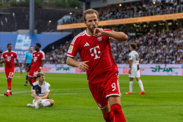 September 13, 2026 SV Elversberg vs. FC Bayern Munich Germany, Elversberg, September 13, 2026, Soccer, Bundesliga, 2026–2027 Season, SV Elversberg vs. FC Bayern Munich, Harry Kane, FC Bayern, Celebration, Goal 1–2, Kane