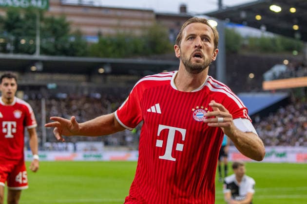 September 13, 2026 SV Elversberg vs. FC Bayern Munich Germany, Elversberg, September 13, 2026, Soccer, Bundesliga, 2026–2027 Season, SV Elversberg vs. FC Bayern Munich, Harry Kane, FC Bayern, Celebration, Goal 1–2, Kane