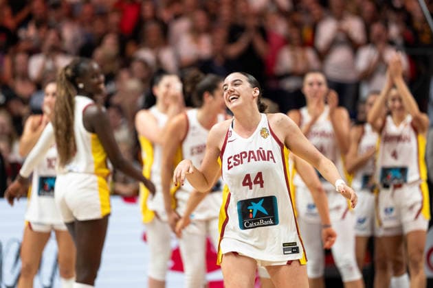 Iyana Martin of Spain, 44, celebrates after the victory at the end of the game, GER, Spain vs. Germany, Basketball, 2026 FIBA Women’s World Cup, 3rd-Place Game, September 13, 2026, GER, Spain vs. Germany, Basketball, 2026 FIBA Women’s World Cup, 3rd-place game, September 13, 2026, Berlin Copyright: xEibner-Pressefoto MaxxVincenx EP_MVN
