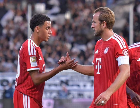 September 13, 2026, xblx, Soccer, Bundesliga 1, SV Elversberg vs. FC Bayern Munich, Jamal Musiala (FC Bayern Munich), Harry Kane (FC Bayern Munich). DFL and DFB regulations prohibit any use of photographs as image sequences and or quasi-video. Elversberg