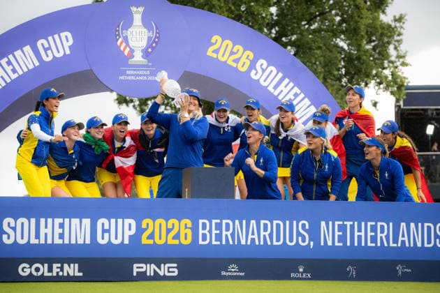RECORD DATE NOT STATED 13th September 2026; Bernardus Golf, Cromvoirt, Netherlands; Solheim Cup Womens Golf, Final Day; Closing ceremony; Team Europe wins the Solheim Cup 2026; Team Europe celebrate and present the Solheim Cup 2026 to the fans AnthonyxBenoit