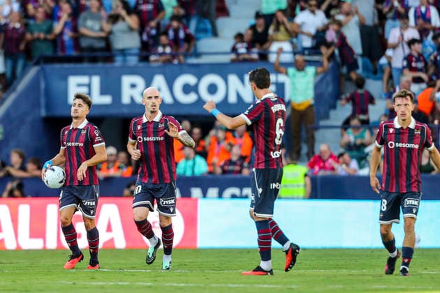 September 13, 2026, Valencia, Valencia, SPAIN: Ivan Romero of Levante UD celebrates a goal during the Spanish league, LaLiga EA Sports, football match played between Levante UD and FC Barcelona, Barca at Ciutat de Valencia stadium on September 13, 2026, in Valencia, Spain. Levante UD V FC Barcelona - LaLiga EA Sports - ZUMAa181 20260913_zaa_a181_201 Copyright: xIvanxTerronx