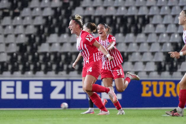 Carina Brunold, SC Freiburg, 14, and Ilayda Acikgöz, SC Freiburg, 30; goal celebration, emotions, cheering, goal scored, shot on goal, goal, Germany, soccer, Google Pixel Women s Bundesliga, Matchday 4, 2026–2027, SC Freiburg vs. 1. FSV Mainz 05, September 13, 2026, Dreisamstadion, Freiburg, Dreisamstadion, Freiburg, Baden-Württemberg, Germany Copyright: xArnexAmbergx