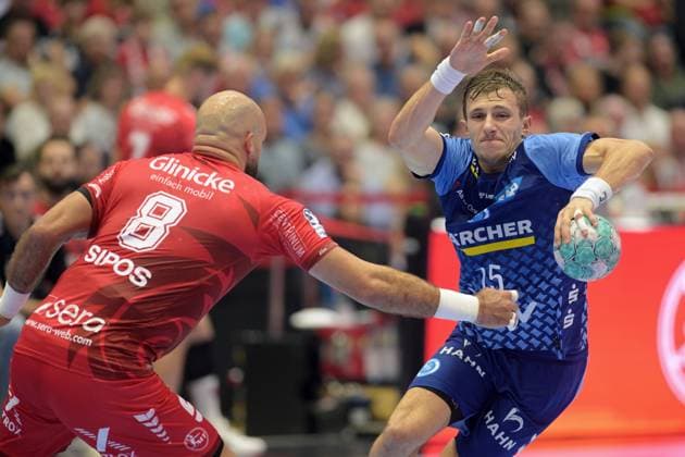 Simone Mengon (TVB Stuttgart) 15, Adrian Sipos (MT Melsungen) 8, GER, MT Melsungen vs. TVB 1898 Stuttgart, Handball, 1st Bundesliga, Matchday 4, 2026–2027 Season, September 13, 2026, GER, MT Melsungen vs. TVB Stuttgart, Handball, Bundesliga 1, Matchday 4, 2026–2027 Season, September 13, 2026, Kassel Copyright: xEibner-Pressefotox xRolandxSippelx EP_RSL