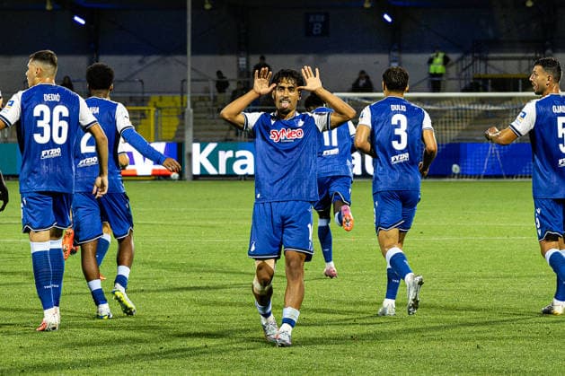 Germany: TSG Hoffenheim II vs. Fortuna Cologne, 3. Liga, 2026–27 season, Dietmar Hopp Stadium, Sinsheim. Yasin Zor of TSG Hoffenheim II celebrates 10 seconds after scoring his goal at the Dietmar Hopp Stadium in Sinsheim, Baden-Württemberg, Germany. Copyright: xBenedictxChristx