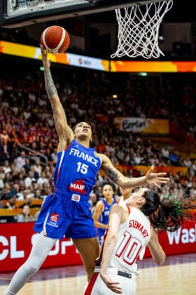 Basketball Berlin, September 13, 2026 FIBA Women’s Basketball World Cup Germany 2026 Final United States of America (USA) vs. France (FRA) Gabby Williams (FRA), No. 15; Breanna Stewart (USA), No. 10