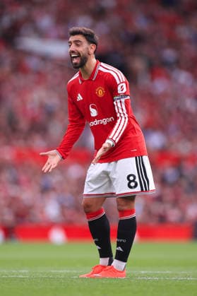Fußball: Premier League – Manchester United gegen Manchester City, 13. September 2026; Premier League – Manchester United gegen Manchester City; Bruno Fernandes von Manchester United; Foto: Simon Stacpoole; Abseits; Manchester, Großbritannien  Copyright: xSimonxStacpoolexOffside