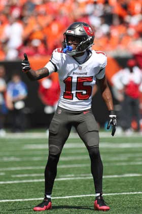 Sep 13, 2026; Cincinnati, OH, USA; Tampa Bay Buccaneers WR Tez Johnson during WEEK 1 of the NFL, American Football Herren, USA regular season between the Cincinnati Bengals and the Tampa Bay Buccaneers at Paycor Stadium. Mandatory Credit: -Cal Media Cincinnati USA - ZUMAc04_ 20260913_zma_c04_102 Copyright: xKevinxSchultzx