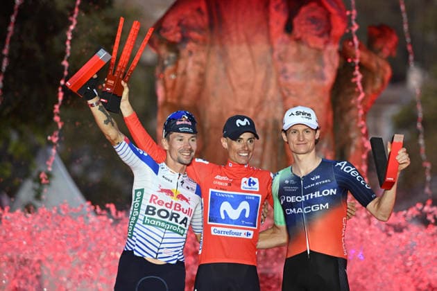 13-09-2026 Vuelta A Espana; Tappa 21 Carrefour Granada - Granada; 2026, Movistar; 2026, Red Bull - Bora Hansgrohe; 2026, Decathlon - Cma Cgm; Mas, Enric; Roglic, Primoz; Gall, Felix; Granada; 