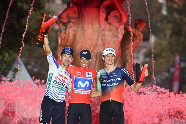 13-09-2026 Vuelta A Espana; Tappa 21 Carrefour Granada - Granada; 2026, Movistar; 2026, Red Bull - Bora Hansgrohe; 2026, Decathlon - Cma Cgm; Mas, Enric; Roglic, Primoz; Gall, Felix; Granada; 