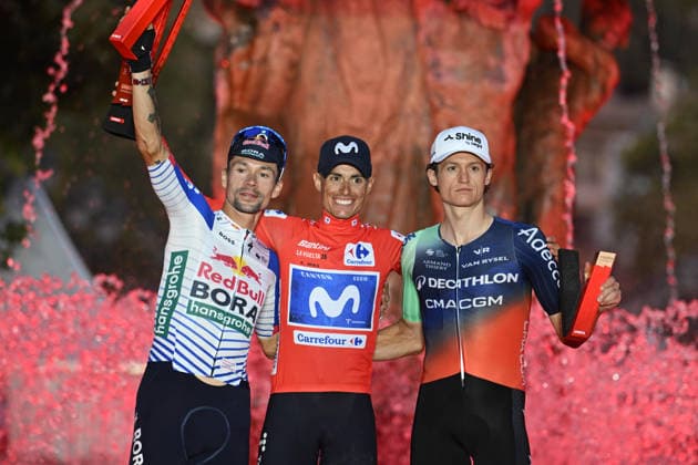 13-09-2026 Vuelta A Espana; Tappa 21 Carrefour Granada - Granada; 2026, Movistar; 2026, Red Bull - Bora Hansgrohe; 2026, Decathlon - Cma Cgm; Mas, Enric; Roglic, Primoz; Gall, Felix; Granada; 