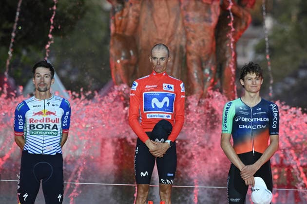 13-09-2026 Vuelta A Espana; Tappa 21 Carrefour Granada - Granada; 2026, Movistar; 2026, Red Bull - Bora Hansgrohe; 2026, Decathlon - Cma Cgm; Mas, Enric; Roglic, Primoz; Gall, Felix; Granada; 
