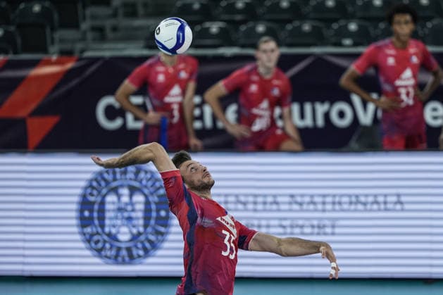 France v Latvia - CEV EuroVolley 2026 CLUJ-NAPOCA, ROMANIA - SEPTEMBER 13: Simon Magnin of France in action during the CEV EuroVolley 2026 Group D match between France and Latvia at BT Arena in Cluj-Napoca, Romania, on September 13, 2026. Osmancan Gurdogan Anadolu Cluj Romania. Editorial use only. Please get in touch for any other usage.  Copyright: x2026xAnadoluxOsmancanxGurdoganx