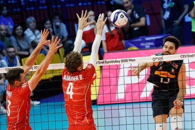 Italy™s Daniele Lavia during a Men™s Euro pool A volleyball match between Italy and Slovakia in Modena, Italy - September 13, 2026  Copyright: xLucaxDiliberto xLaPressex
