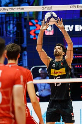 Italy™s Daniele Lavia during a Men™s Euro pool A volleyball match between Italy and Slovakia in Modena, Italy - September 13, 2026  Copyright: xLucaxDiliberto LaPressex