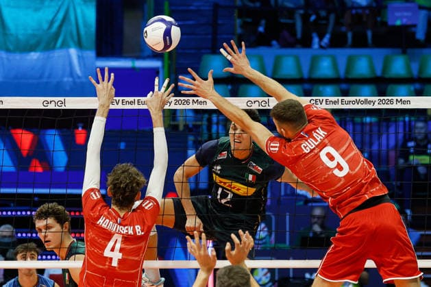 Italy™s Mattia Bottolo during a Men™s Euro pool A volleyball match between Italy and Slovakia in Modena, Italy - September 13, 2026  Copyright: xLucaxDiliberto LaPressex