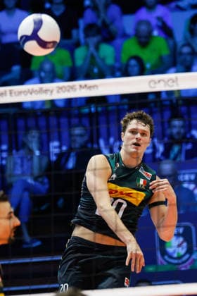 Italy™s Pardo Mati during a Men™s Euro pool A volleyball match between Italy and Slovakia in Modena, Italy - September 13, 2026  Copyright: xLucaxDiliberto LaPressex