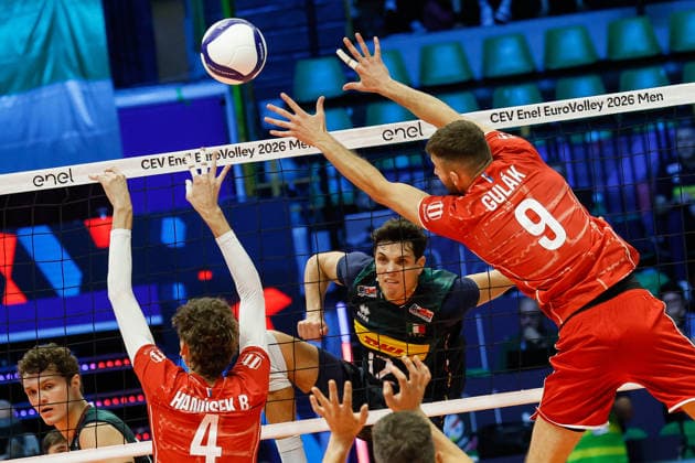 Italy™s Mattia Bottolo during a Men™s Euro pool A volleyball match between Italy and Slovakia in Modena, Italy - September 13, 2026  Copyright: xLucaxDiliberto LaPressex