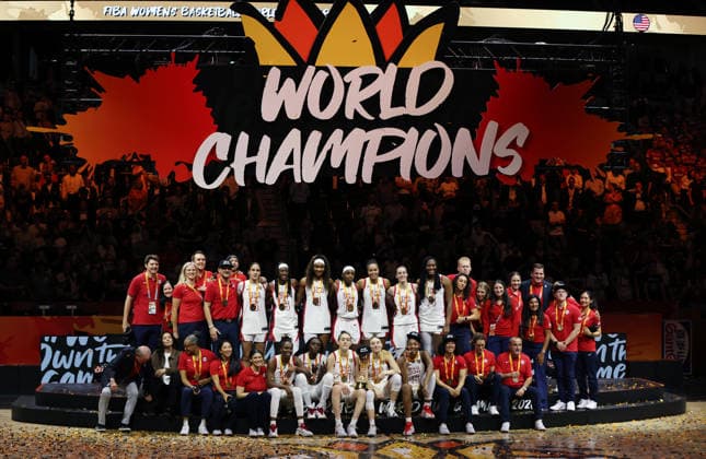 Team USA Celebrates the World Championship Sports Basketball FIBA World Cup Women s World Championship World Cup Final 2026-2027 Season September 13, 2026 France vs. USA