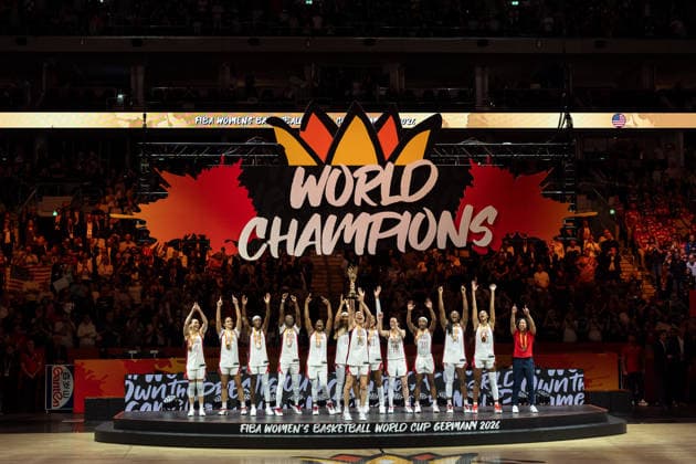 World Champion USA, U.S. team with World Cup trophy, World Championship trophy, gold medal, GER, USA vs. France, basketball, 2026 FIBA Women’s World Cup, Final, September 13, 2026, GER, USA vs. France, basketball, 2026 FIBA Women’s World Cup, Final, September 13, 2026, Berlin Copyright: xEibner-Pressefoto MaxxVincenx EP_MVN