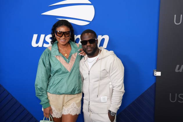 Actor and comedian Kevin Hart and his partner Eniko Parrish pose on the blue carpet at the US Open final match between Alexander Zverev of Germany and Ben Shelton of the United States at Arthur Ashe Stadium in Flushing Meadows, New York, USA, 13 September 2026. US Open: Men s Final – Alexander Zverev vs. Ben Shelton !ACHTUNG: NUR REDAKTIONELLE NUTZUNG!  Copyright: xOctavioxGuzmánx AME7093 20260913-55021391334_1