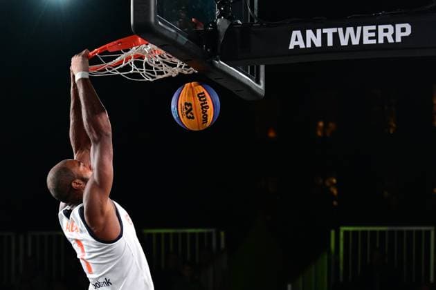Nesta Agasi pictured during the final game of the 3x3 basketball between Netherlands and Latvia at the men s FIBA 3x3 Europe Cup, on Sunday 13 September 2026 in Antwerp. DIRKxWAEM  x186254602x