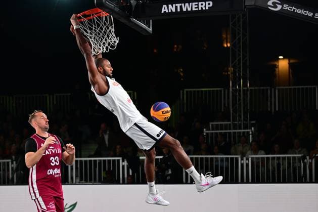 Nesta Agasi pictured during the final game of the 3x3 basketball between Netherlands and Latvia at the men s FIBA 3x3 Europe Cup, on Sunday 13 September 2026 in Antwerp. DIRKxWAEM  x186254586x