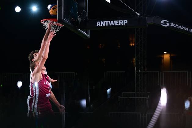 Nauris Miezis pictured during the final game of the 3x3 basketball between Netherlands and Latvia at the men s FIBA 3x3 Europe Cup, on Sunday 13 September 2026 in Antwerp. DIRKxWAEM  x186254534x