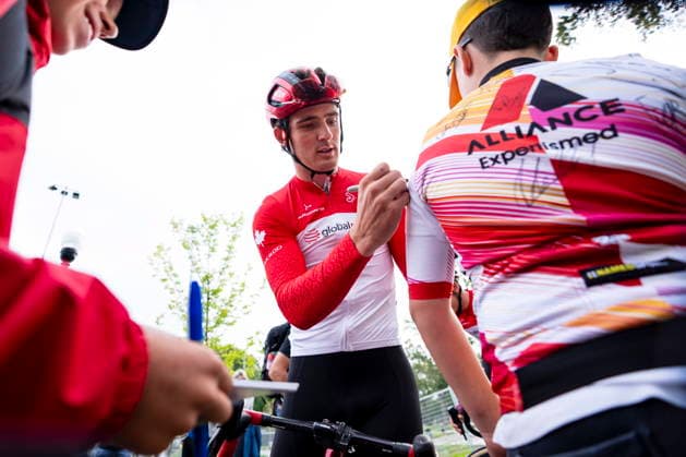September 13, 2026, Montreal, Pq, CANADA: Jerome Gauthier, of Team Canada, signs an autograph before the start of Grand Prix Cycliste de Montreal on Sunday, Sept. 13, 2026. Canada News - September 13, 2026  - ZUMAc35_ 20260913_zaf_c35_063 Copyright: xChristopherxKatsarovx