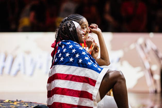FIBA Women’s Basketball World Cup 2026: USA vs. France, September 13, 2026; Celebration photo; Angel Reese (USA), No. 15; Rhyne Howard (USA), No. 6; Basketball; FIBA Women’s Basketball World Cup 2026; Final Round, Final, USA vs. France on September 13, 2026, at the Uber Arena, Berlin Copyright: xBEAUTIFULxSPORTS Tonhäuserx