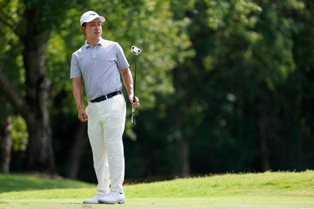 FRANKLIN, TN - SEPTEMBER 13: Yuta Sugiura of Japan watches his putt on No. 3 during the final round of the Simmons Bank Open for the Snedeker Foundation, September 13, 2026 at Vanderbilt Legends Club in Franklin, Tennessee. (Photo by Matthew Maxey Icon Sportswire) GOLF: SEP 13 Korn Ferry Tour Simmons Bank Open EDITORIAL USE ONLY Icon260913013