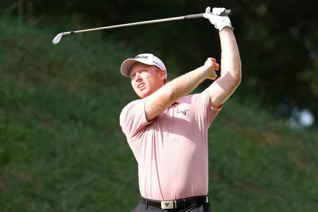 FRANKLIN, TN - SEPTEMBER 13: Hayden Springer of United States of America drops his hand off the club as he watches his tee shot on No. 12 during the final round of the Simmons Bank Open for the Snedeker Foundation, September 13, 2026 at Vanderbilt Legends Club in Franklin, Tennessee. (Photo by Matthew Maxey Icon Sportswire) GOLF: SEP 13 Korn Ferry Tour Simmons Bank Open EDITORIAL USE ONLY Icon260913029