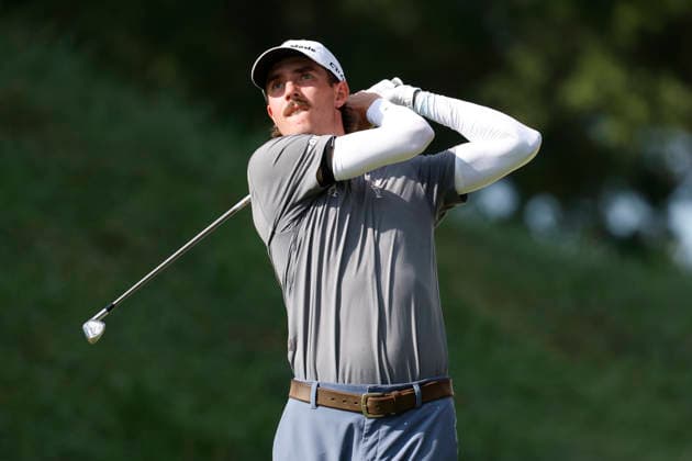 FRANKLIN, TN - SEPTEMBER 13: Ross Steelman of United States of America watches his tee shot on No. 12 during the final round of the Simmons Bank Open for the Snedeker Foundation, September 13, 2026 at Vanderbilt Legends Club in Franklin, Tennessee. (Photo by Matthew Maxey Icon Sportswire) GOLF: SEP 13 Korn Ferry Tour Simmons Bank Open EDITORIAL USE ONLY Icon260913031