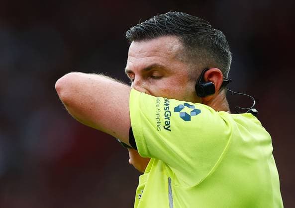 Referee Michael Oliver Manchester United, ManU v Manchester City, Premier League, Football, Football, Old Trafford, Manchester, UK - 13 Sep 2026Manchester Old Trafford United Kingdom EDITORIAL USE ONLY No use with unauthorised audio, video, data, fixture lists, club league logos or live services. Online in-match use limited to 120 images, no video emulation. No use in betting, games or single club league player publications. Copyright: xMattxWest Shutterstockx 17144604cw