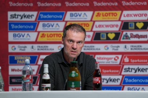 Marco Konrad, SC Freiburg, Coach, Germany, Soccer, Google Pixel Women s Bundesliga, Matchday 4, 2026–2027, SC Freiburg vs. 1. FSV Mainz 05, September 13, 2026, Dreisamstadion, Freiburg, Dreisamstadion, Baden-Württemberg, Germany Copyright: xArnexAmbergx