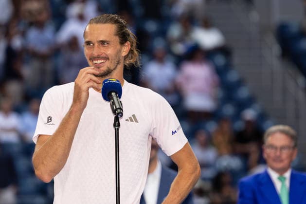 September 13, 2026: Alexander Zverev (GER) during the trophy ceremony after defeating Ben Shelton (USA) in the MenÃ¢â‚¬â ¢s Final at the US Open on September 13, 2026, held at the USTA Billie Jean King National Tennis Center in New York City. CSM . Tennis 2026: US Open, September 13, 2026  - ZUMAc04_ 20260913_zma_c04_393 Copyright: xBerniexHaleyx