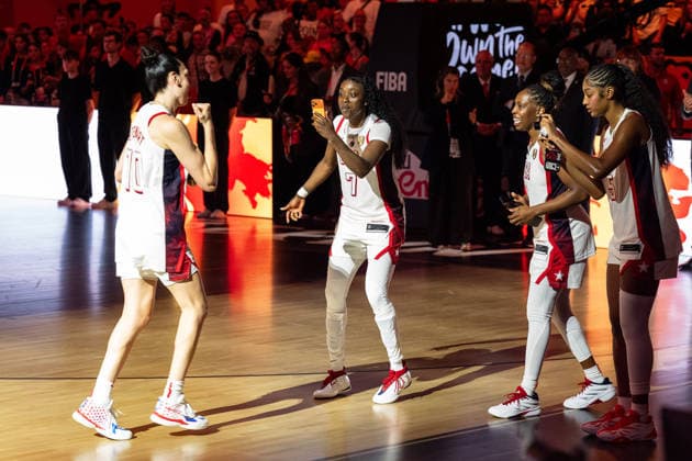 Breanna Stewart (USA), 10 (MVP, Player of the Tournament), celebrates with Kahleah Copper (USA), 07, Chelsea Gray (USA), 08, and Angel Reese (USA), 15, GER, USA vs. France, basketball, 2026 FIBA Women’s World Cup, Final, September 13, 2026, GER, USA vs. France, Basketball, 2026 FIBA Women’s World Cup, Final, September 13, 2026, Berlin Copyright: xEibner-Pressefoto MaxxVincenx EP_MVN