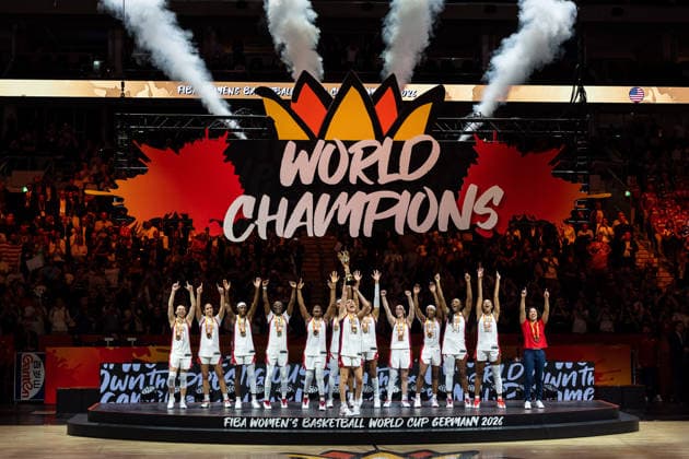 U.S. team celebrates victory at the end of the game with the World Cup trophy, GER, USA vs. France, Basketball, 2026 FIBA Women’s World Cup, Final, September 13, 2026, GER, USA vs. France, Basketball, 2026 FIBA Women’s World Cup, Final, September 13, 2026, Berlin Copyright: xEibner-Pressefoto MaxxVincenx EP_MVN