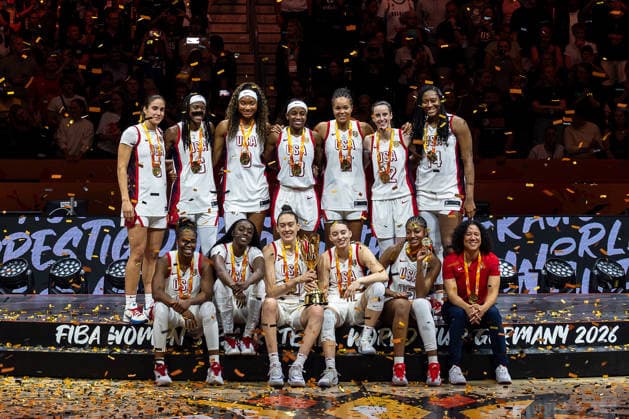 U.S. team celebrates victory at the end of the game with the World Cup trophy and confetti, GER, USA vs. France, basketball, FIBA Women s World Cup 2026, Final, September 13, 2026, Germany, USA vs. France, basketball, FIBA Women’s World Cup 2026, Final, September 13, 2026, Berlin Copyright: xEibner-Pressefoto MaxxVincenx EP_MVN