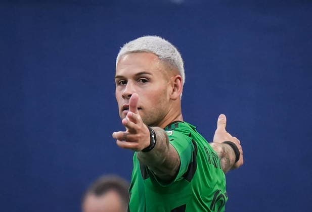 September 13, 2026, Vancouver, Bc, CANADA: Austin FC s Christian Ramirez celebrates his first goal during the first half of an MLS, Fussball Herren, USA soccer match against the Vancouver Whitecaps, in Vancouver, on Sunday, Sept. 13, 2026. Canada News - September 13, 2026  - ZUMAc35_ 20260913_zaf_c35_186 Copyright: xDarrylxDyckx