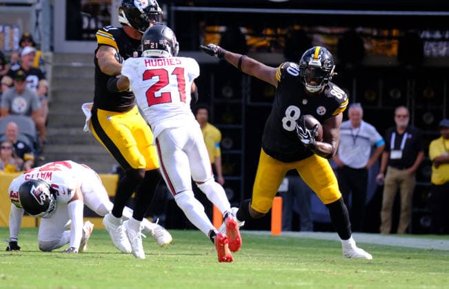 Sep 13, 2026; Darnell Washington 80 during the Pittsburgh Steelers vs Atlanta Falcons game in Pittsburgh, Pennsylvania, USA; at Acrisure Stadium. Mandatory Credit: -Cal Media NFL, American Football Herren, USA 2026: Falcons Vs Steelers SEP 13  - ZUMAcp5_ 20260913_faf_cp5_226 Copyright: xJasonxPohuskix