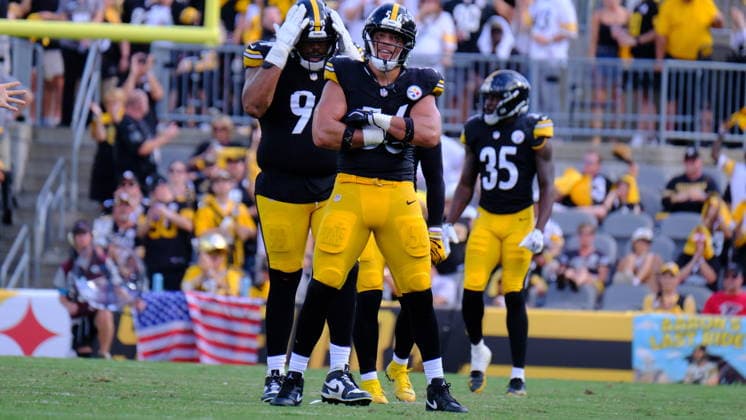 Sep 13, 2026; Alex Highsmith 56 during the Pittsburgh Steelers vs Atlanta Falcons game in Pittsburgh, Pennsylvania, USA; at Acrisure Stadium. Mandatory Credit: -Cal Media NFL, American Football Herren, USA 2026: Falcons Vs Steelers SEP 13  - ZUMAcp5_ 20260913_faf_cp5_287 Copyright: xJasonxPohuskix