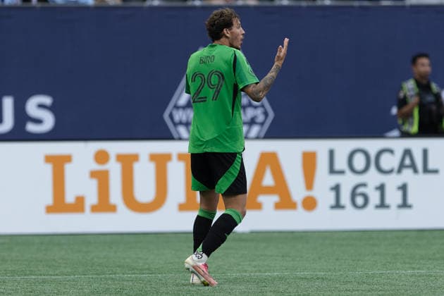 Guilherme Biro seen during MLS, Fussball Herren, USA game between teams of Vancouver Whitecaps FC and Austin FC(Gael Amador Ball Raw Images) Vancouver BC Place Canada Copyright: xGaelxAmadorx Whitecaps_Austin0088
