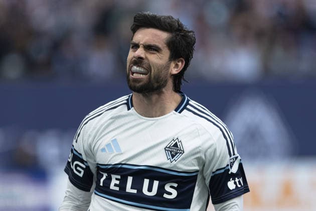 Brian White seen celebrating a goal during MLS, Fussball Herren, USA game between teams of Vancouver Whitecaps FC and Austin FC(Gael Amador Ball Raw Images) Vancouver BC Place Canada Copyright: xGaelxAmadorx Whitecaps_Austin0093